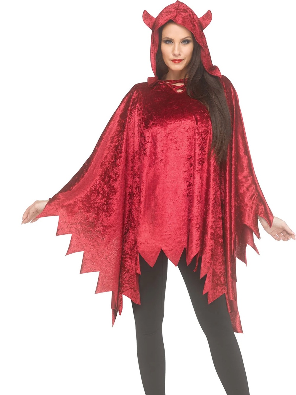 Women's Red Hooded Devil Cape Poncho